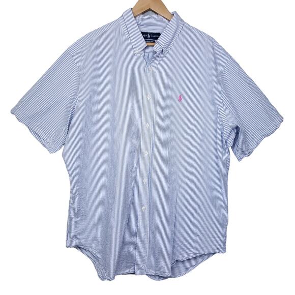 Ralph Lauren Men's Short Sleeve Button-Up Shirt Size XXL Classic Fit Stripes - Picture 2 of 14